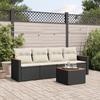 Vidaxl 5-Cz. Garden Lounge Set, Cushions, Black PE Rattan