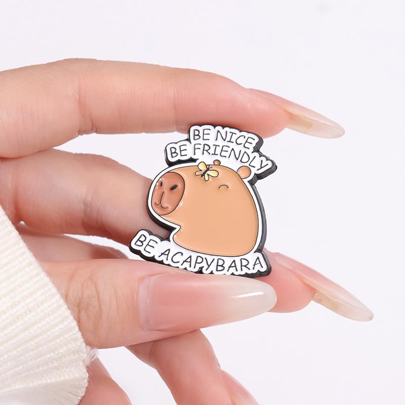 Capybara Nilpferd Emaille Anstecknadeln Individuell Niedlich Lustig Nilpferd Broschen Anstecknadeln Cartoon Tier Schmuck Geschenk für Kinder Freunde