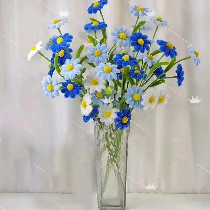 Barevné chryzantémy sedmikrásky chenilkové stonky materiál 1081 (Styl stonku květu)