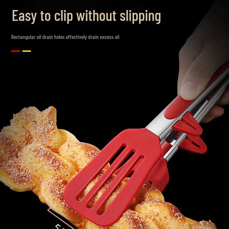 Stainless Steel Food Tongs with Silicone Tips and Stand