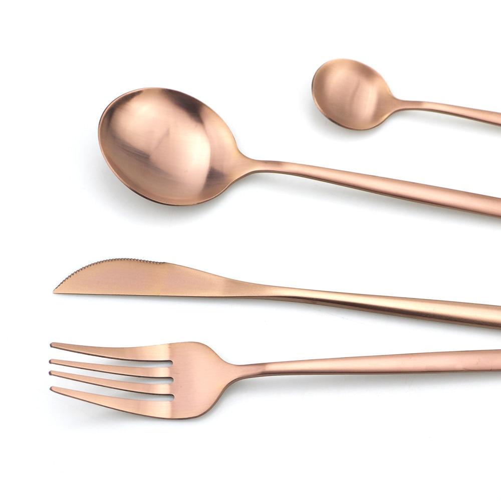 5Pcs Gold Dinnerware Cutlery Set Knife Cake Fork Tea Spoon Dinner Tableware Stainless Steel Flatware Home Kitchen Silverware Set