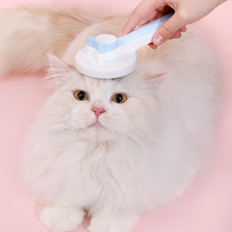 

Pet cat and dog comb to float hair brush round head massage comb clean up long hair god stainless steel pet supplies синий