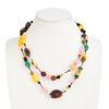 Colorful Vintage Necklace Irregular Bead Rope Chain Choker Double Layers Necklace  Women Girls