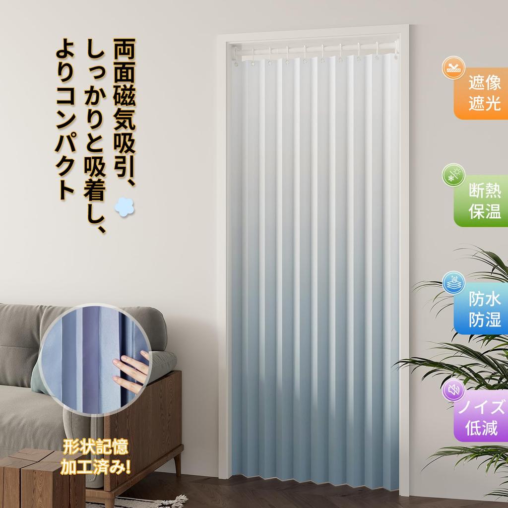 Mizukiori Stylish Folding Room Divider Door Light Energy Floral Print Compact Ideal for Living and Length Width Gradient Blue Curtain, Curtain,