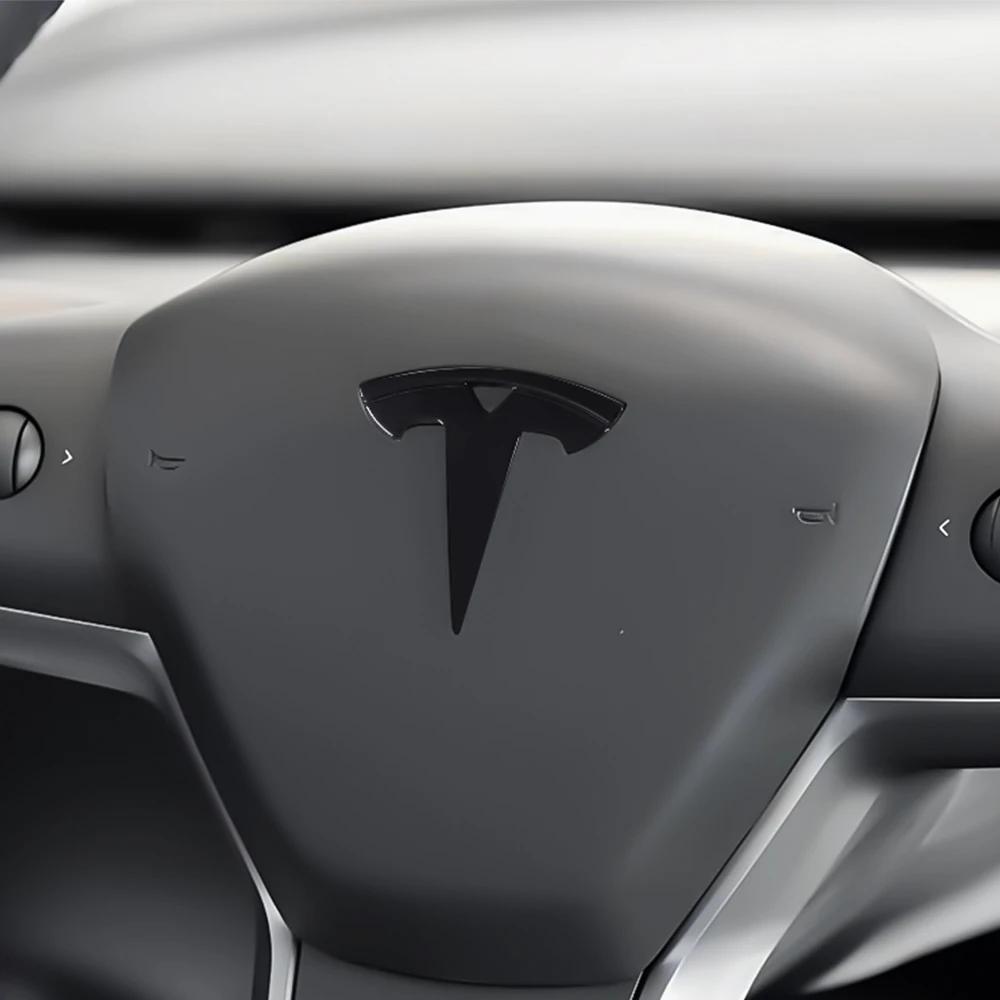 Car Sticker 2025 Hot 1Pcs Car Steering Wheel Sticker Emblem Cover Interior Accessories For Tesla Model 3 Y S X Roadster Juguete