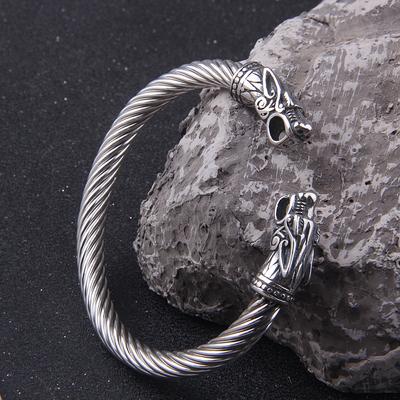 Viking Odin Raven Bangle Cuff Stainless Steel Authentic Scandinavian Accessory for Mens Womens