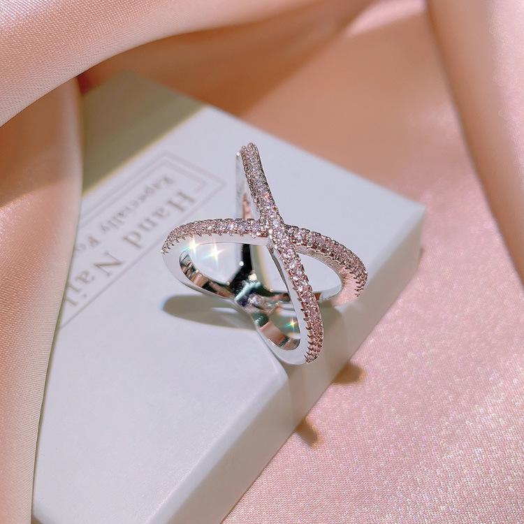 Кольцо с цирконом на указательный палец, универсальное хипстерское украшение, женское многослойное кольцо с крестом, микроинкрустация no. 6