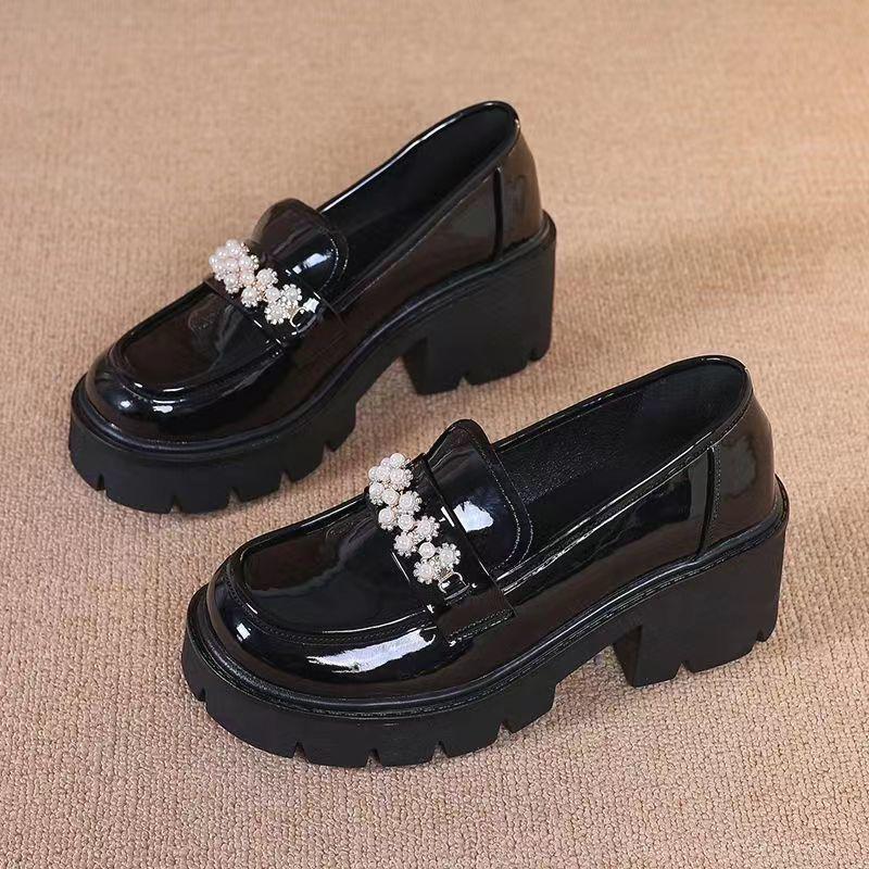 Mary Jane Low-Heeled Loafers 2024: Spring/Autumn Women's Thick-Soled, Height-Increasing, Soft Sponge Cake Sole Shoes