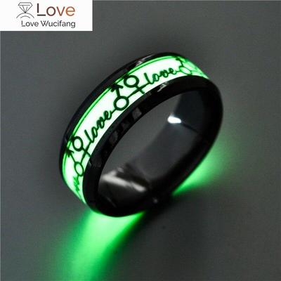 Liebesringe Mann Mode Brief Frauen Ring Liebhaber Schmuck Hochzeit Paare Silber Farbe Junge Metall Titan Stahl Leuchtende Anillos