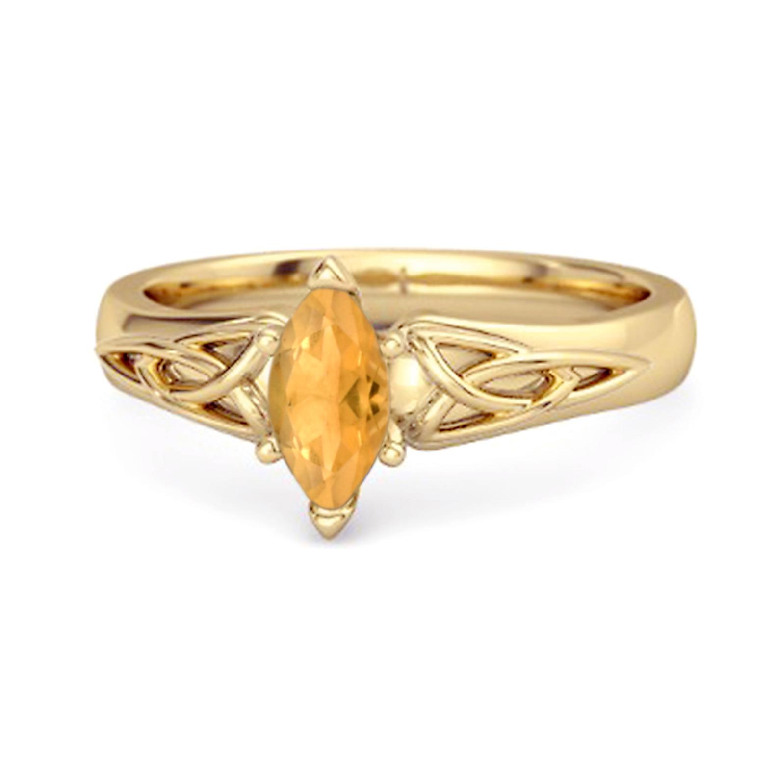 Celtic Citrine Ring 925 Sterling Silver Gold Vermeil Trinity Knot Band Ring 11 жёлтый