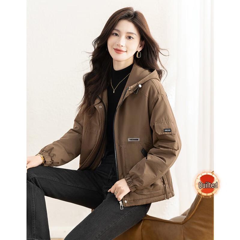 Si Baishe Women s 2025 Winter Casual Loose Hooded Jacket S