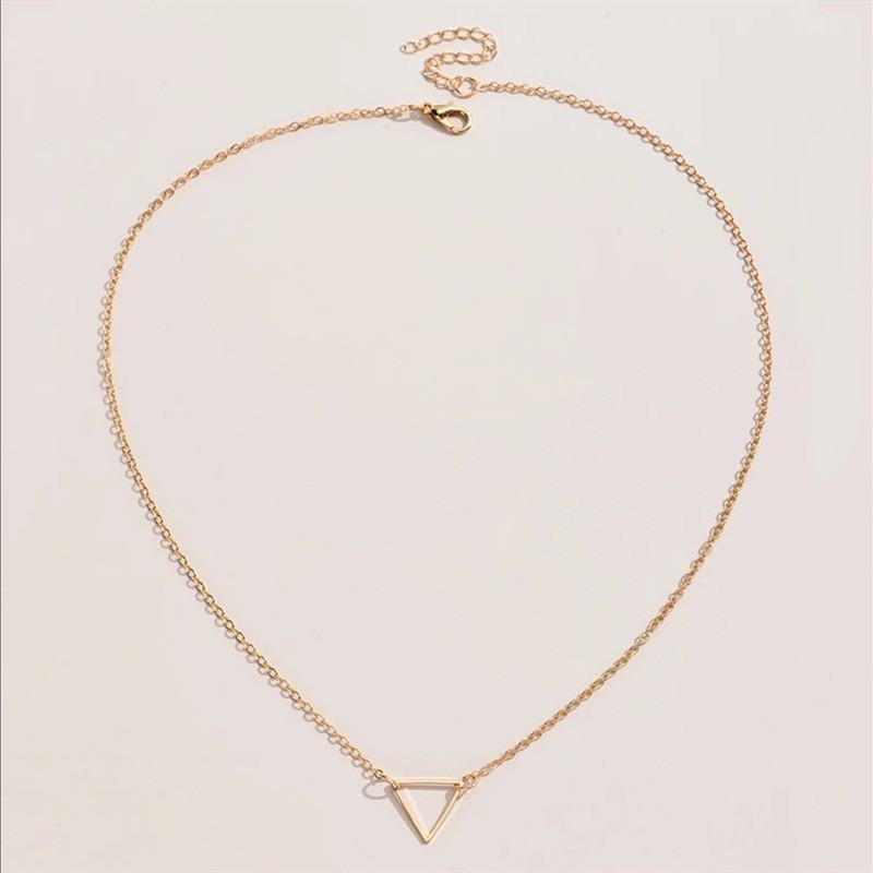 Fashion street photography women's versatile accessories, simple metal hollow triangular collarbone chain necklace