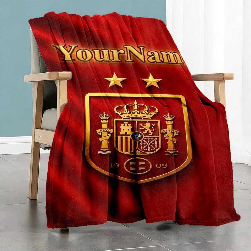 Atletico Madrid Customize Text Blanket Gift Customizable Blanket Soft Warm Cozy Suitable for Bed Home Decor Livingroom Office Ideal for All Seasons