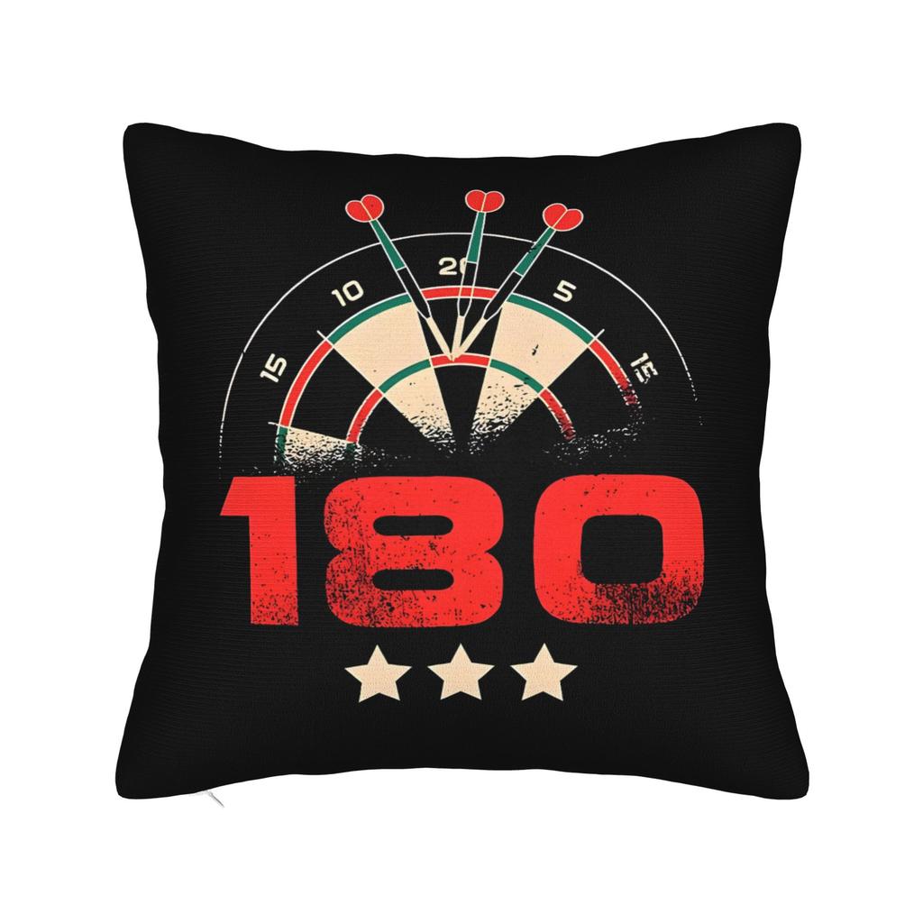 180 Darts Kissenbezug, Retro Dartscheibe Kissenbezug, Vintage Sportspiel Dekor, Schwarzes Zierkissen für Gamer-Zimmer Bar
