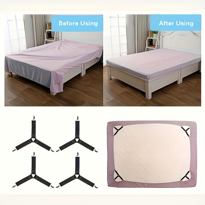 4pcs Adjustable Non-Slip Triangle Bed Sheet Straps with Clear Elastic Clips - Fit for Sofa Cushions & Bedding, Easy Clean, Bed Sheet Straps