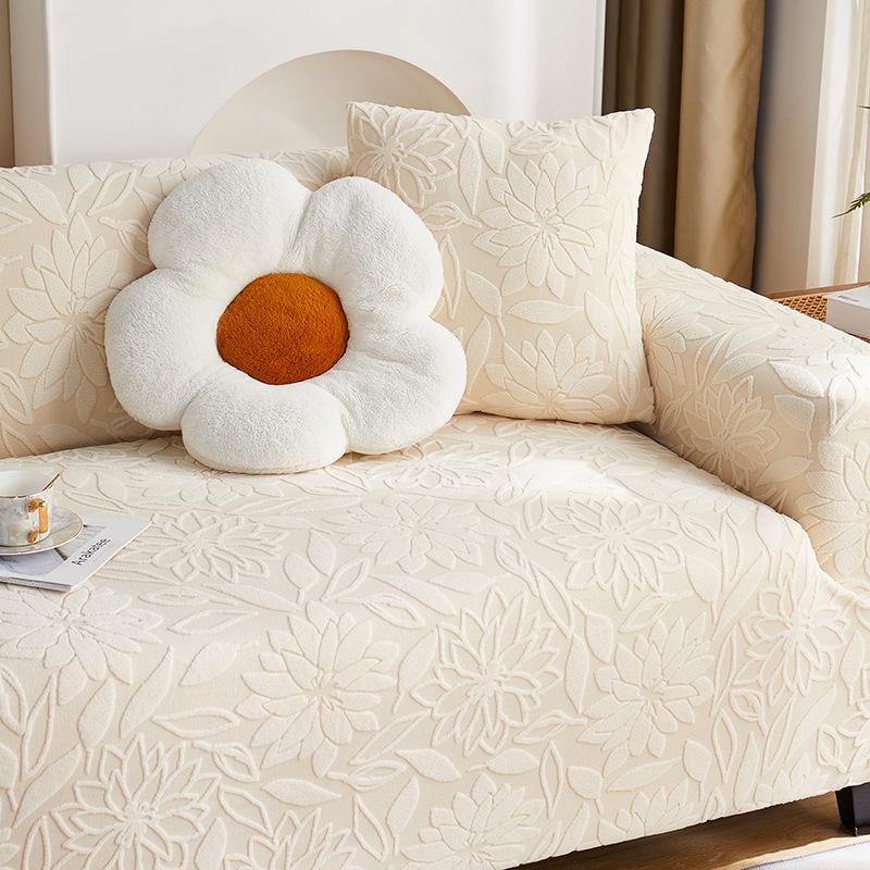 Camellia Ganzjahres-Sofabezug-Set, universell einsetzbar, Jacquard-Samt, rutschfest, kratzfest