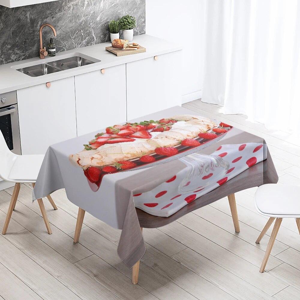 Delicious Cake Printed Tablecloth Restaurant Table Decoration and  Stain Resistant Rectangular  Home Decor