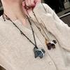 Charming Resin Pearl Cat Pendant Necklace with Tiger Eye Beads for Women