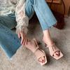 Fashion Hot Selling 2025 Summer New Lightweight Square with Banquet High Heels Line with Simple Fine Strap Fine Heel Slippers Matching