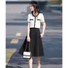 Elegant Color-Block Two-Piece Skirt Set