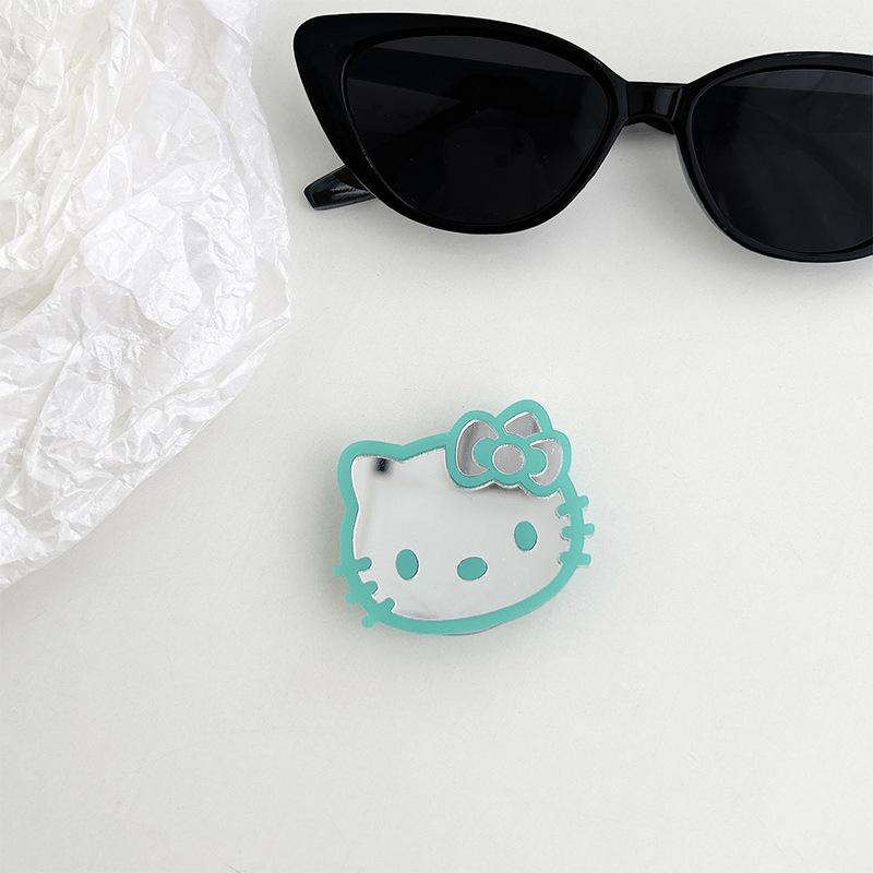 Color Lines Kt Cat Mirror Mobile Phone Airbag Bracket Back Sticker Retractable Portable Niche Lazy Ring Buckle Women'S Model