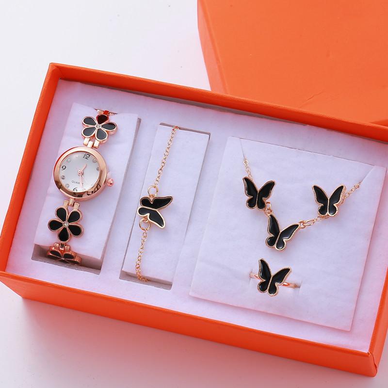 New Women's Watch Set Fashionable Quartz Watch Bracelet Ring Earring Necklace Set