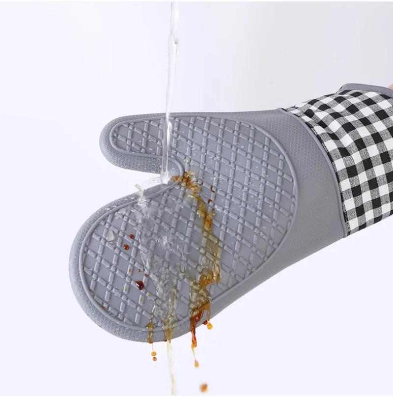 1pc Insulated Oven Gloves Silicone Heat-proof Gloves Oven Mitts Microwave Oven Baking Tools Household Kitchen Bar Bakeware