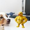Muscular Duck Statue 3D Printed Yellow Muscle Duck Figurine Sculpture Home Office Desktop Decoration Ornament Gym Lovers Gift