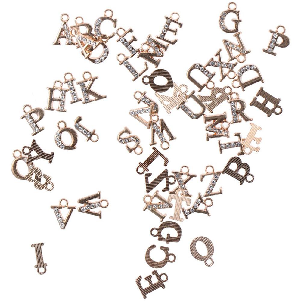 

Цинковый сплав и горный хрусталь Подвески из золотого сплава с буквами A ~ Z, ювелирные аксессуары