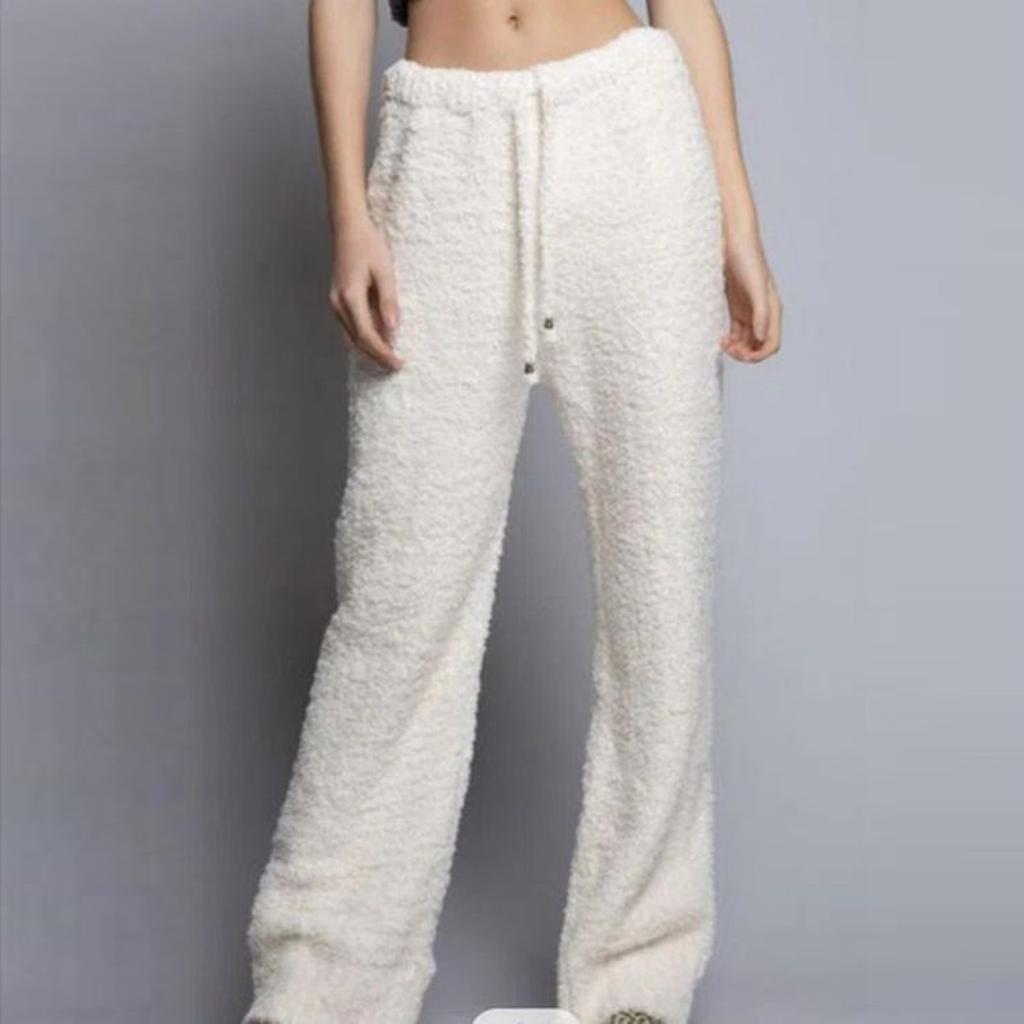 Women's Fashion Leisure Solid Color Drawstring Loose Comfortable Warm Plush Pants