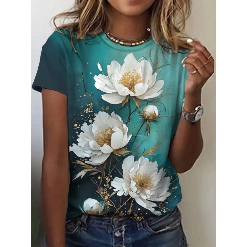 3D Printed Fashion Women's T-Shirt Summer Breathable Versatile