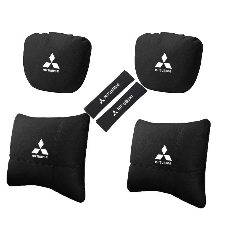 Autostoel Hoofdsteun Nekbeschermer Kussen Suède Leer Gordel Schouderpads voor Mitsubishi Outlander I200 Pajero Eclipse ASX Lancer