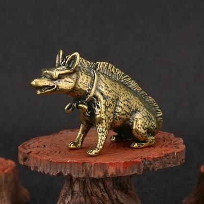 Mosiężne Hyaenidae z Oczami Statuetka Miniatury Figurki Ozdoby na Biurko Vintage Dekoracje Domu Akcesoria Kolekcja Rzemiosła