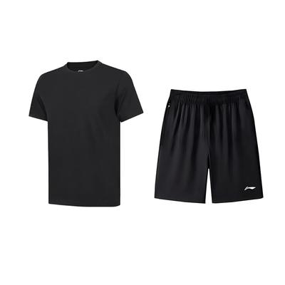 Solid Color Simple Versatile Comfortable Breathable Quick-Dry Casual Sports Suit Unisex Sportswear AHSUA49-2+AKSV843-1