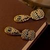 European Court Style Rhinestone Stud Earrings: Vintage Hollow Design for Fall/Winter
