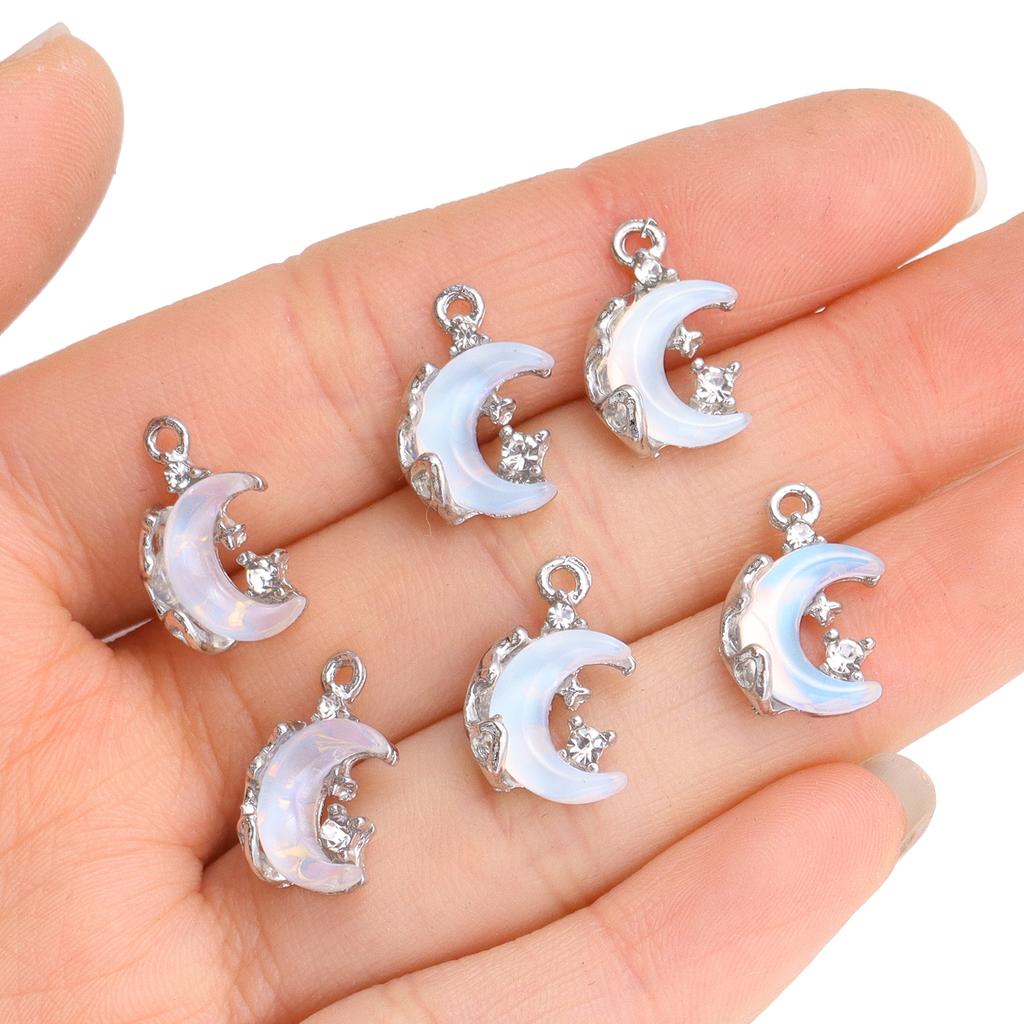 5 Stück Neumond Stern Herz Anhänger Mode Y2K Stil Legierung Anhänger Für DIY Handgefertigte Halskette Armband Und Schmuckherstellung Handwerk