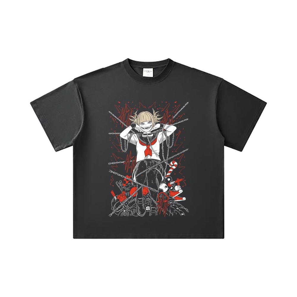 260 GSM Double Yarn 32 Count 100% Cotton My Hero Academia V8 Toga Print Unisex Heavy Cotton T Shirt