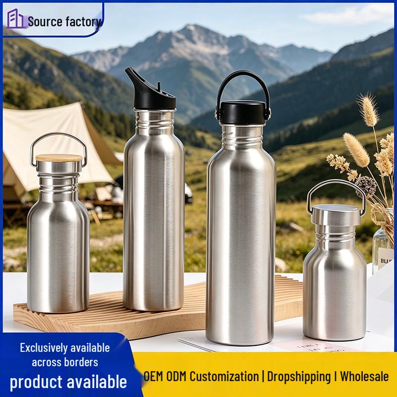 304 Stainless Steel Sports Water Bottle with Bamboo Lid – Large Capacity for Cycling & Mountaineering