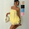 2026 European and American sexy tutu skirt, tube top, backless lace-up design, elegant style women's short top