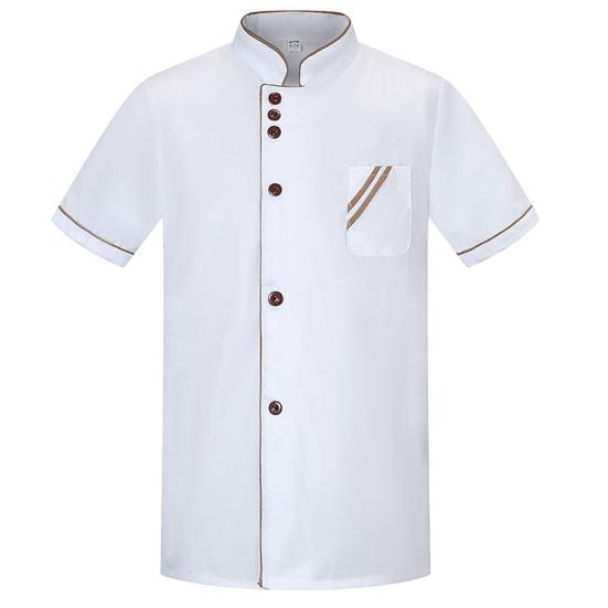 Chef Top Unisex Pocket Lightweight Comfortable Short Sleeve Stand Collar Catering Breathable Easy To Wash Chef Shirt for Work