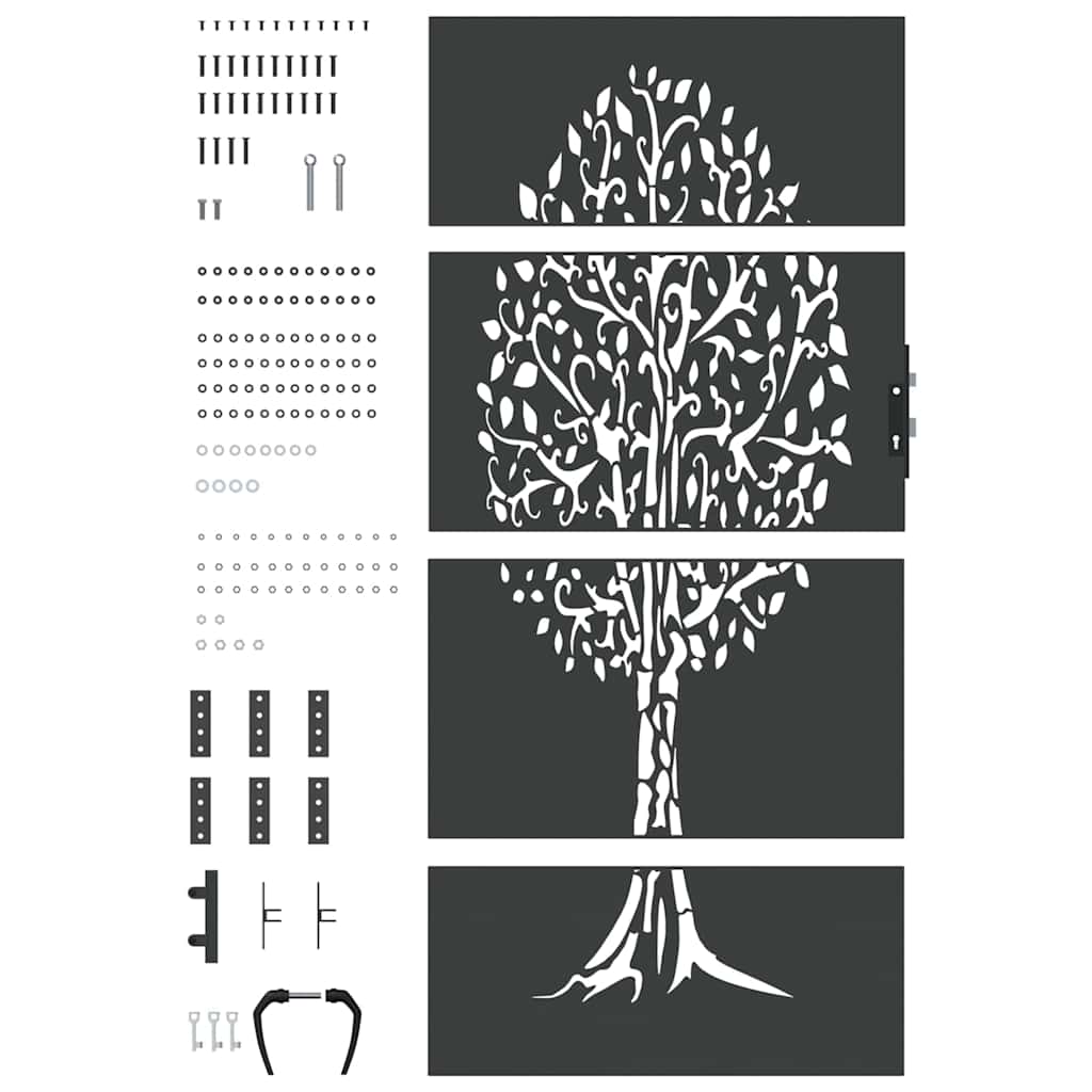 Garden Gate Black 85 X 200 Cm Powder Coated Steel