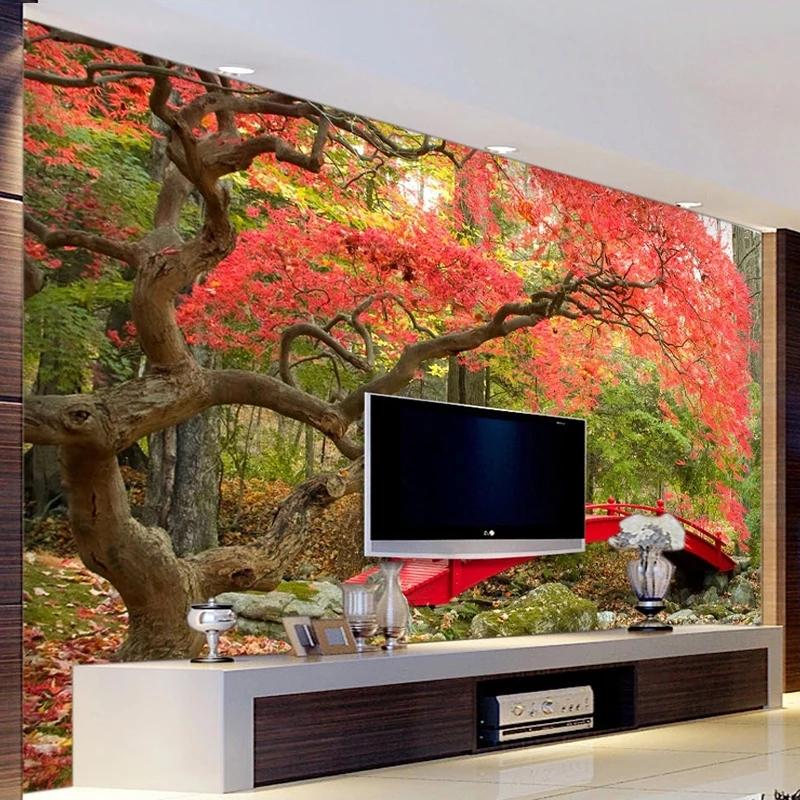 Beautiful Forest Wallpaper Decor Living Room Sofa TV Woods Landscape 3D Murals