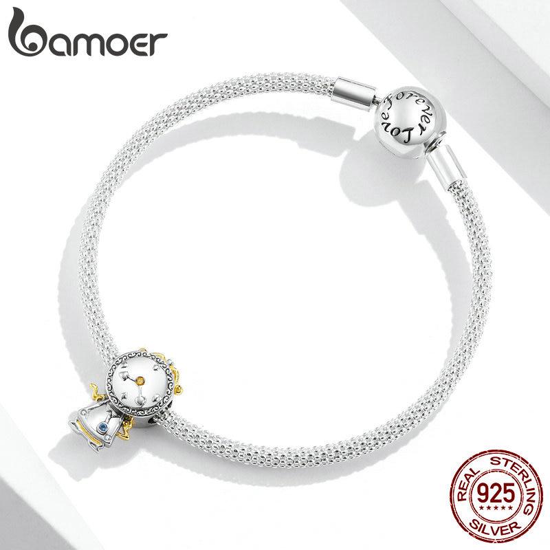 Bamoer 925 Sterling Silver Magic Clock Pets Charm for Original Silver Plated Platinum Bracelet Fine Jewelry