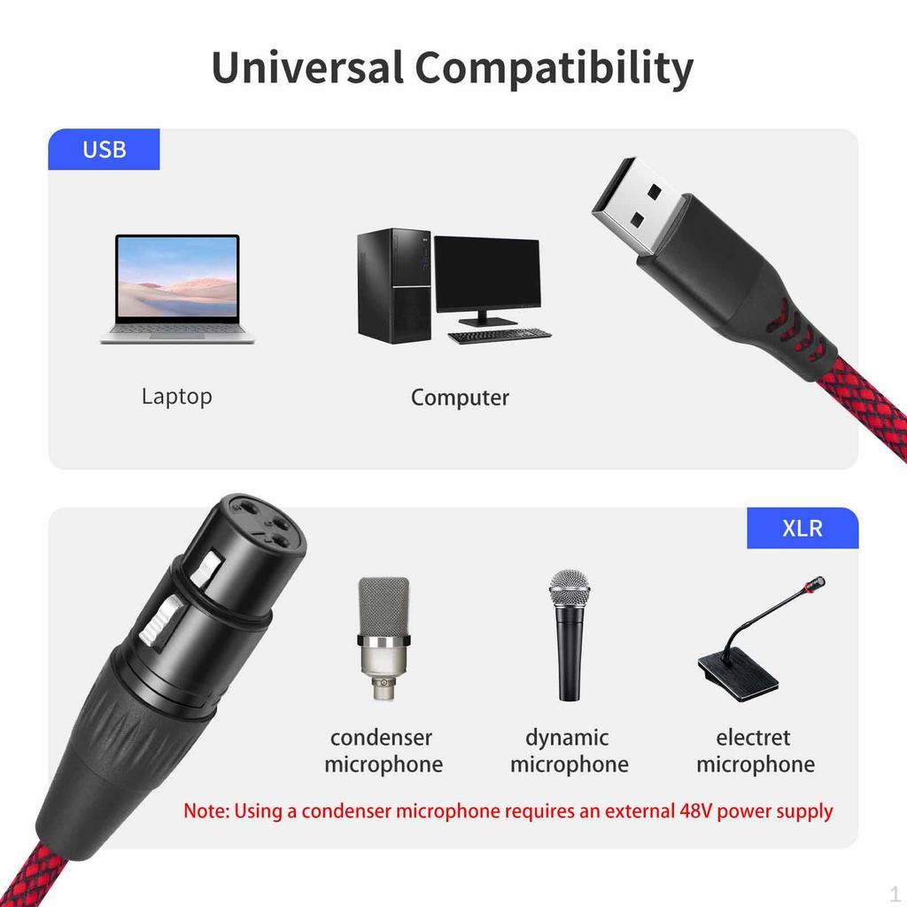 Cable, USB Male to XLR (3-pin), Female, Stereo , for Computer Speakers, Laptop, Vocal