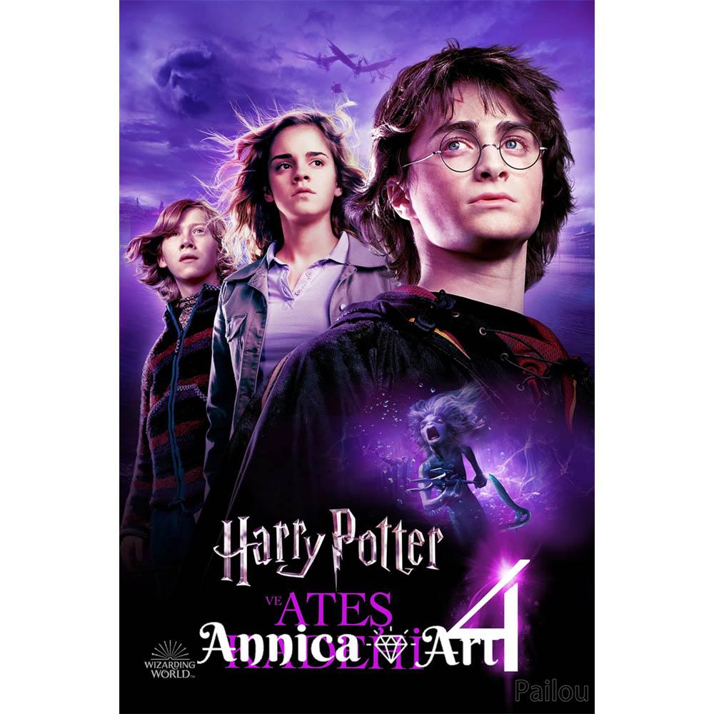 Harry Potter Cartoon Stich Bilder Set Künstliche Leinwand Hogwarts Schule Mosaik Stich 5d Diy Vollbohrer Diamantmalerei Kunst