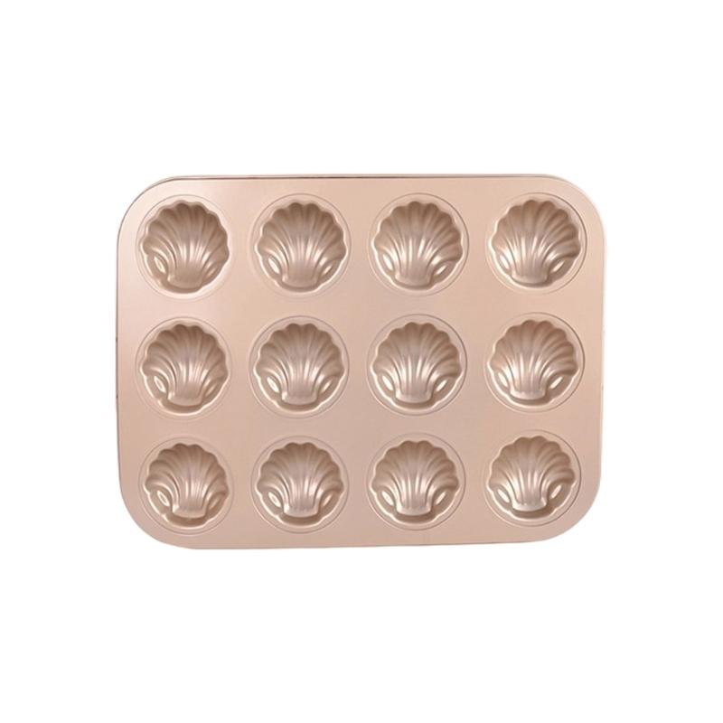 6/12 Cavity Shell Shape Madeleine Cake Pan Dessert Mold For Quick Baking Carbon Steel Nonstick Easy Cleaning Design