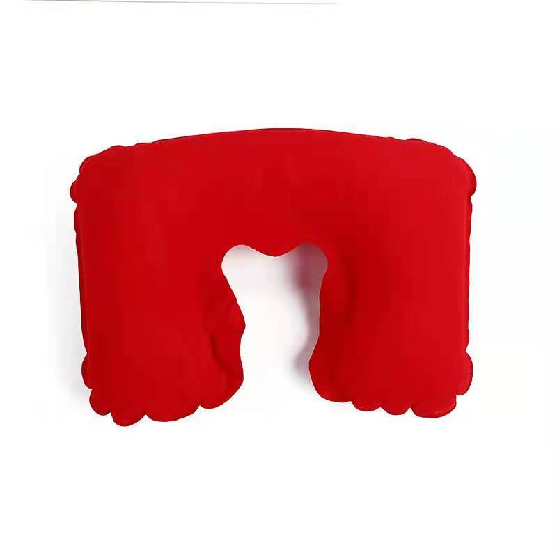 

Надувная U-образная подушка для шеи, мягкая флокированная подушка из ПВХ, удобная подушка для путешествий, офисная домашняя воздушная подушка, подушка для сна, моющаяся 44x27cm