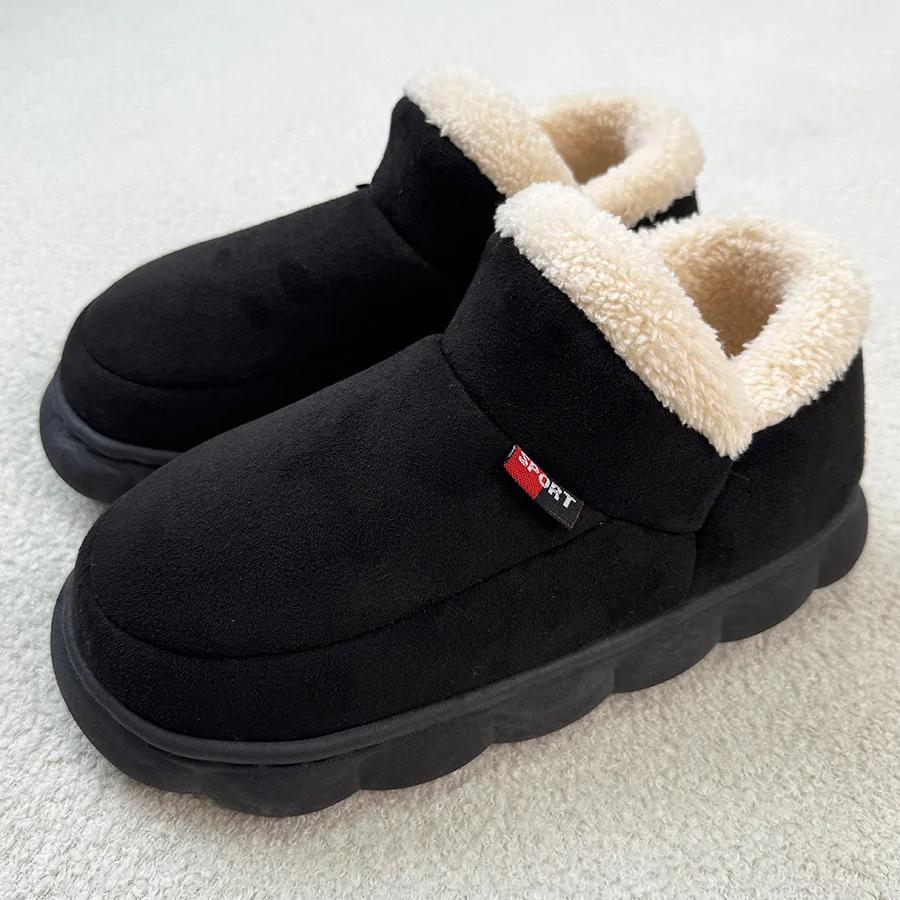 Fashion Crestar Fur Fluffy Cotton Slippers For Women Men Winter Outdoor Plush Lined Non-slip Snow Boots Indoor Warm House Fuzzy Shoes