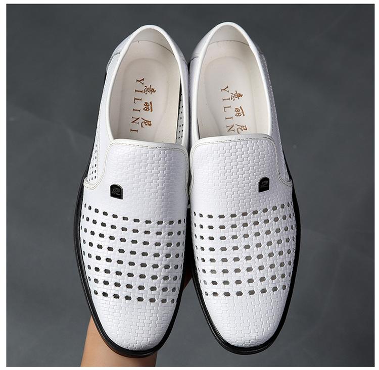 Mode Herren PU-Lederschuhe Hohlsandalen Sommer Atmungsaktive Lochschuhe Herren Slipper Lässig Business Kleiderschuhe Zapatos De Hombre