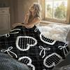 Pearl Circles Bows Black Flannel Blanket Perfect for Sofa Office Bed Travel Sleep Read Relax Camping Four Season Use